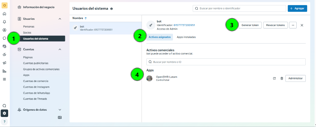 Usuario del sistema - META