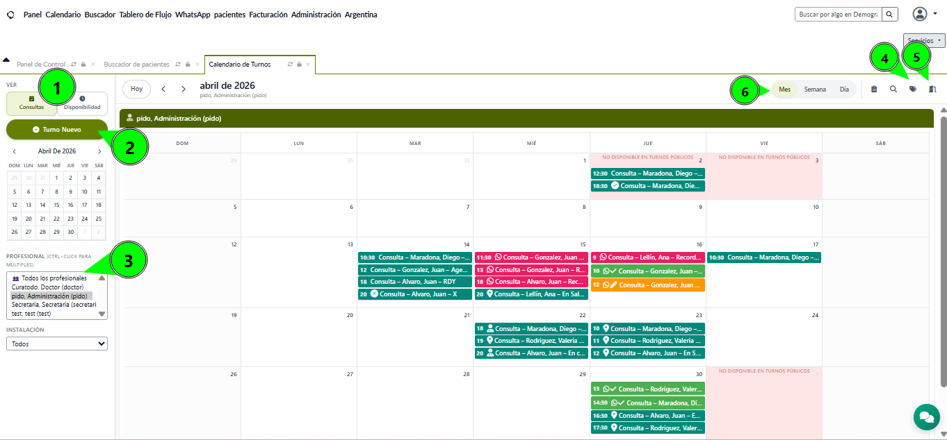 Calendario de turnos