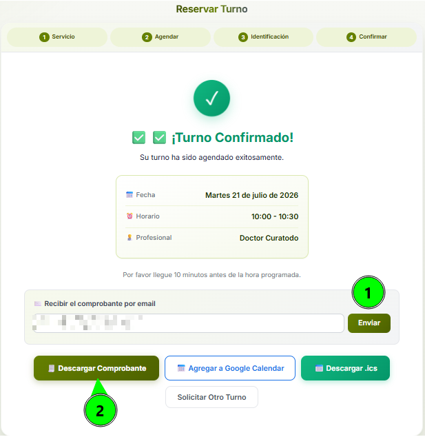 Turno Confirmado - Formulario
