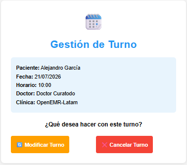 Gestion de turno para el paciente